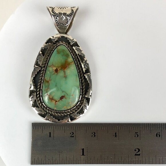 Navajo Arts and Crafts Guild Sterling Silver Royston Turquoise Pendant Vintage - Picture 10 of 11